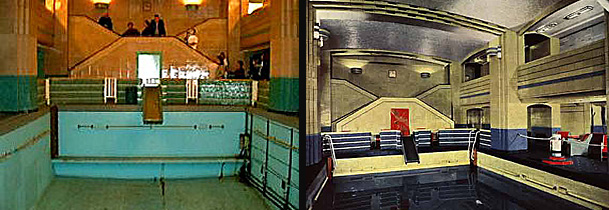 The Queen Mary First and Third Class Pool Area: Now and Then